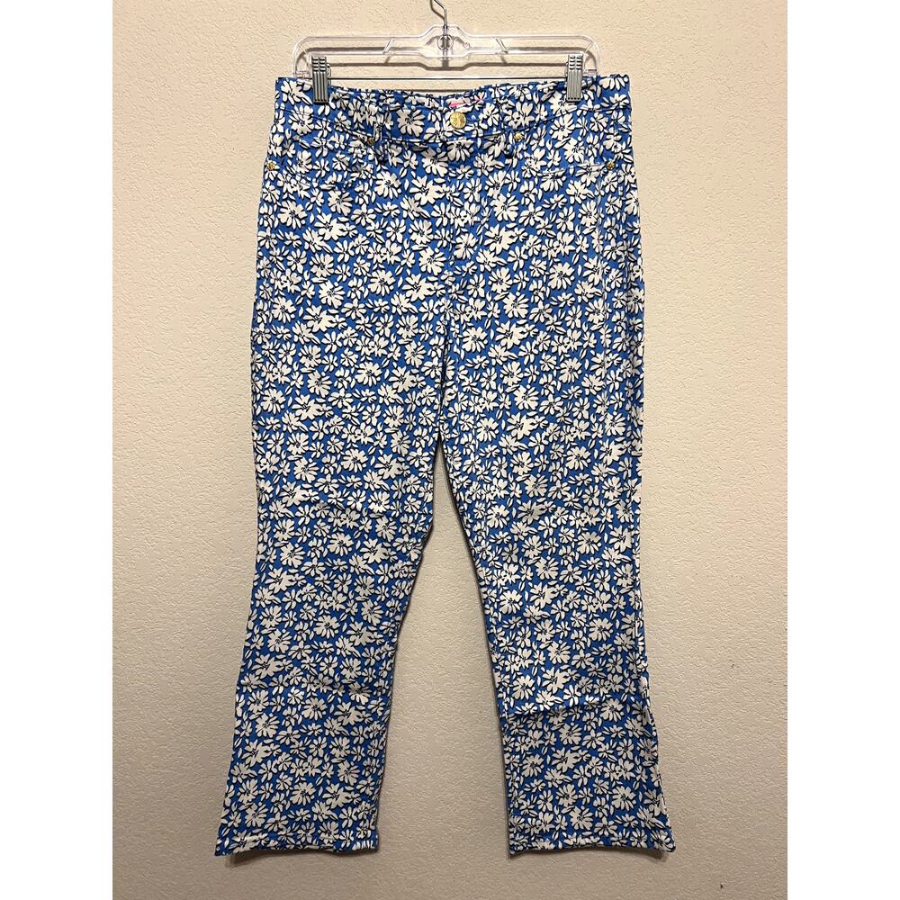 Lilly Pulitzer Annet High Rise Crop Flare Floral Jeans Sz 12